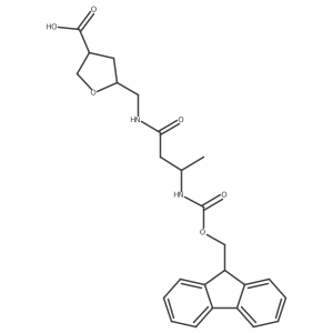 rac-(3R,5R)-5-{[3-({[(9H-fluoren-9-yl)methoxy]carbonyl}amino)butanamido]methyl}oxolane-3-carboxylic acid结构式