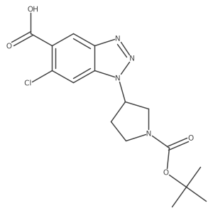 1-{1-[(tert-butoxy)carbonyl]pyrrolidin-3-yl}-6-chloro-1H-1,2,3-benzotriazole-5-carboxylic acid结构式