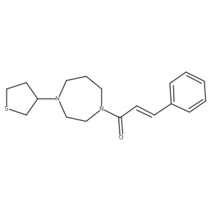 (E)-3-phenyl-1-(4-(tetrahydrothiophen-3-yl)-1,4-diazepan-1-yl)prop-2-en-1-one结构式