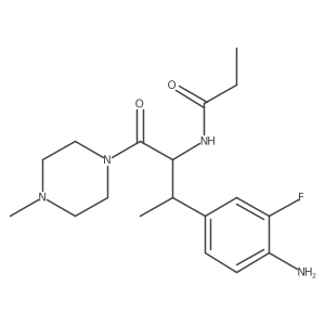 N-((2R,3S)-3-(4-Amino-3-fluorophenyl)-1-(4-methylpiperazin-1-yl)-1-oxobutan-2-yl)propionamide结构式