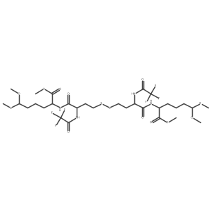 methyl (2S)-6,6-dimethoxy-2-[[(2S)-4-[[(3S)-4-oxo-3-[(2,2,2-trifluoroacetyl)amino]-4-[[(2S)-1,6,6-trimethoxy-1-oxohexan-2-yl]amino]butyl]disulfanyl]-2-[(2,2,2-trifluoroacetyl)amino]butanoyl]amino]hexanoate结构式