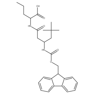 (2R)-2-[3-({[(9H-fluoren-9-yl)methoxy]carbonyl}amino)-5,5-dimethylhexanamido]pentanoic acid结构式