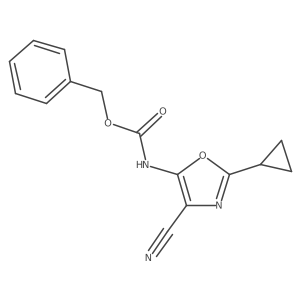 Benzyl (4-cyano-2-cyclopropyloxazol-5-yl)carbamate结构式