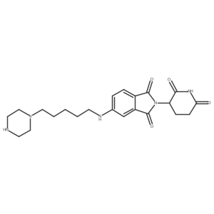 2-(2,6-dioxopiperidin-3-yl)-5-{[5-(piperazin-1-yl)pentyl]amino}-2,3-dihydro-1H-isoindole-1,3-dione结构式