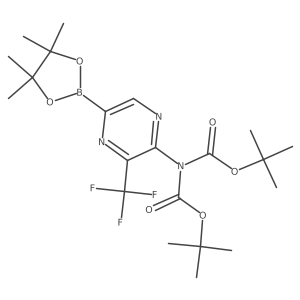 Di-tert-butyl (5-(4,4,5,5-tetramethyl-1,3,2-dioxaborolan-2-yl)-3-(trifluoromethyl)pyrazin-2-yl)iminodicarbonate结构式