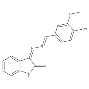 3-{2-[(4-hydroxy-3-methoxyphenyl)methylidene]hydrazin-1-ylidene}-2,3-dihydro-1H-indol-2-one Structure