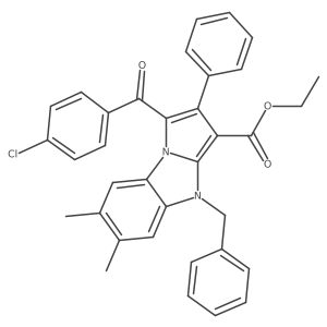 Ethyl 4-benzyl-1-(4-chlorobenzoyl)-6,7-dimethyl-2-phenyl-4H-pyrrolo(1,2-A)benzimidazole-3-carboxylate Structure
