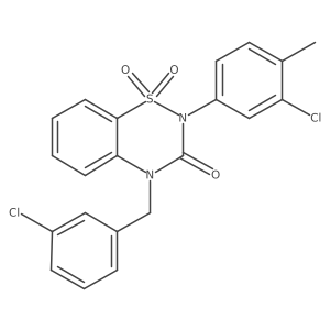 4-(3-chlorobenzyl)-2-(3-chloro-4-methylphenyl)-2H-1,2,4-benzothiadiazin-3(4H)-one 1,1-dioxide结构式