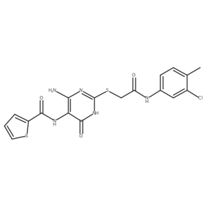 N-(4-amino-2-((2-((3-chloro-4-methylphenyl)amino)-2-oxoethyl)thio)-6-oxo-1,6-dihydropyrimidin-5-yl)thiophene-2-carboxamide结构式