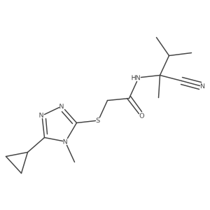 N-(1-cyano-1,2-dimethylpropyl)-2-[(5-cyclopropyl-4-methyl-4H-1,2,4-triazol-3-yl)sulfanyl]acetamide结构式