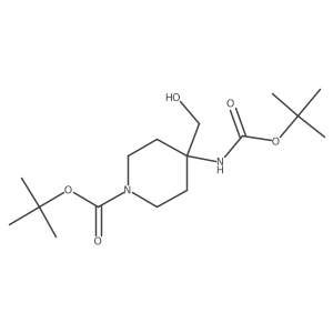 4-Tert-butoxycarbonylamino-4-hydroxymethyl-piperidine-1-carboxylic acid tert-butyl ester Structure
