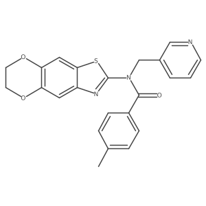 N-(6,7-dihydro-[1,4]dioxino[2',3':4,5]benzo[1,2-d]thiazol-2-yl)-4-methyl-N-(pyridin-3-ylmethyl)benzamide结构式