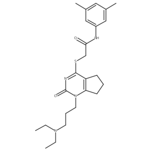 2-((1-(3-(diethylamino)propyl)-2-oxo-2,5,6,7-tetrahydro-1H-cyclopenta[d]pyrimidin-4-yl)thio)-N-(3,5-dimethylphenyl)acetamide结构式