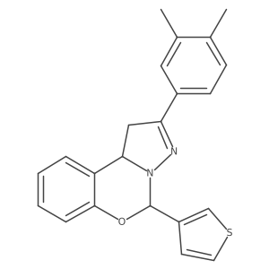 2-(3,4-dimethylphenyl)-5-(thiophen-3-yl)-5,10b-dihydro-1H-benzo[e]pyrazolo[1,5-c][1,3]oxazine Structure