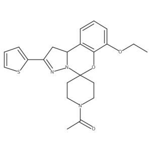 1-(7-Ethoxy-2-(thiophen-2-yl)-1,10b-dihydrospiro[benzo[e]pyrazolo[1,5-c][1,3]oxazine-5,4'-piperidin]-1'-yl)ethanone结构式