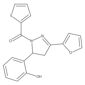 (3-(furan-2-yl)-5-(2-hydroxyphenyl)-4,5-dihydro-1H-pyrazol-1-yl)(thiophen-2-yl)methanone结构式