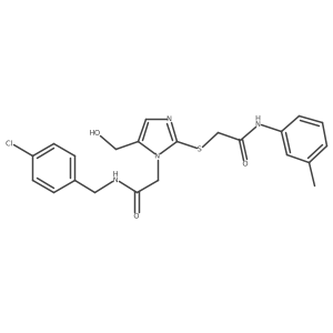 2-{[1-({[(4-chlorophenyl)methyl]carbamoyl}methyl)-5-(hydroxymethyl)-1H-imidazol-2-yl]sulfanyl}-N-(3-methylphenyl)acetamide结构式