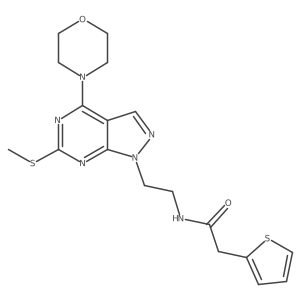 N-{2-[6-(methylsulfanyl)-4-(morpholin-4-yl)-1H-pyrazolo[3,4-d]pyrimidin-1-yl]ethyl}-2-(thiophen-2-yl)acetamide结构式