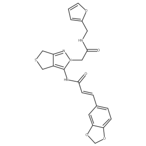(Z)-3-(benzo[d][1,3]dioxol-5-yl)-N-(2-(2-((furan-2-ylmethyl)amino)-2-oxoethyl)-4,6-dihydro-2H-thieno[3,4-c]pyrazol-3-yl)acrylamide结构式