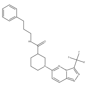 N-(3-phenylpropyl)-1-[3-(trifluoromethyl)[1,2,4]triazolo[4,3-b]pyridazin-6-yl]piperidine-3-carboxamide结构式