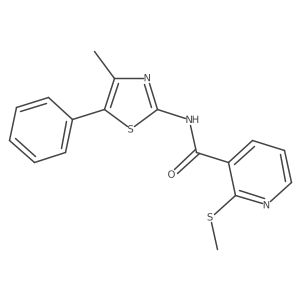 N-(4-methyl-5-phenyl-1,3-thiazol-2-yl)-2-(methylsulfanyl)pyridine-3-carboxamide结构式