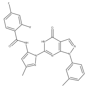 2,4-difluoro-N-(3-methyl-1-(4-oxo-1-(m-tolyl)-4,5-dihydro-1H-pyrazolo[3,4-d]pyrimidin-6-yl)-1H-pyrazol-5-yl)benzamide Structure