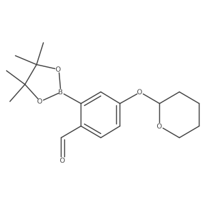 4-(Tetrahydro-pyran-2-yloxy)-2-(4,4,5,5-tetramethyl-[1,3,2]dioxaborolan-2-yl)-benzaldehyde结构式