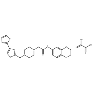 N-(2,3-dihydrobenzo[b][1,4]dioxin-6-yl)-2-(4-((4-(furan-2-yl)thiazol-2-yl)methyl)piperazin-1-yl)acetamide oxalate结构式