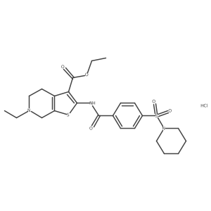 Ethyl 6-ethyl-2-(4-(piperidin-1-ylsulfonyl)benzamido)-4,5,6,7-tetrahydrothieno[2,3-c]pyridine-3-carboxylate hydrochloride Structure