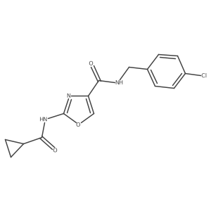 N-(4-chlorobenzyl)-2-(cyclopropanecarboxamido)oxazole-4-carboxamide结构式