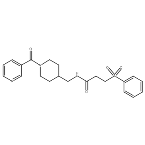 N-((1-nicotinoylpiperidin-4-yl)methyl)-3-(phenylsulfonyl)propanamide Structure
