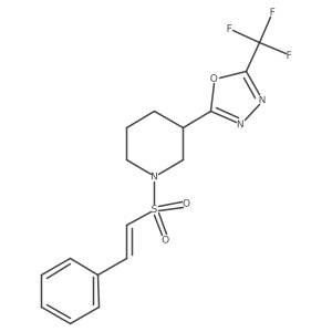 (E)-2-(1-(styrylsulfonyl)piperidin-3-yl)-5-(trifluoromethyl)-1,3,4-oxadiazole结构式