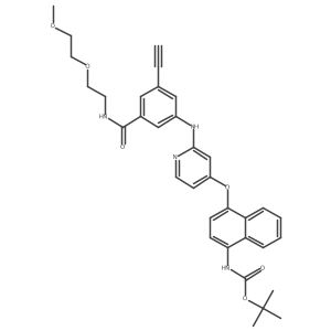tert-Butyl(4-((2-((3-ethynyl-5-((2-(2-methoxyethoxy)ethyl)carbamoyl)phenyl)amino)pyridin-4-yl)oxy)naphthalen-1-yl)carbamate Structure