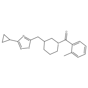 (3-((3-Cyclopropyl-1,2,4-oxadiazol-5-yl)methyl)piperidin-1-yl)(o-tolyl)methanone Structure