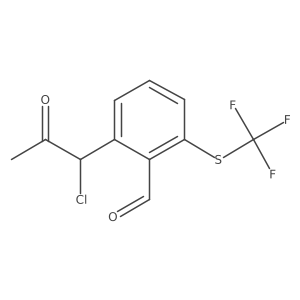 CC(=O)C(Cl)c1cccc(SC(F)(F)F)c1C=O结构式