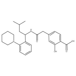 O-Desethylrepaglinide (2-Hydroxy-4-[2-[[(1S)-3-methyl-1-[2-(1-piperidinyl)phenyl]butyl]amino]-2-oxoethyl]benzoic Acid) Structure