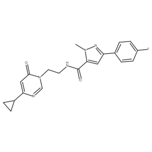 N-(2-(4-cyclopropyl-6-oxopyrimidin-1(6H)-yl)ethyl)-3-(4-fluorophenyl)-1-methyl-1H-pyrazole-5-carboxamide Structure