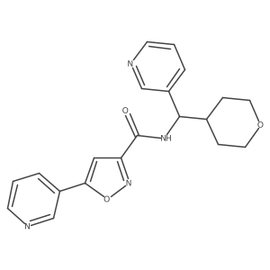 5-(pyridin-3-yl)-N-(pyridin-3-yl(tetrahydro-2H-pyran-4-yl)methyl)isoxazole-3-carboxamide结构式