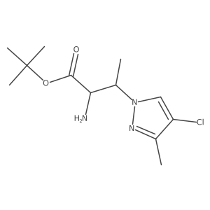 tert-butyl 2-amino-3-(4-chloro-3-methyl-1H-pyrazol-1-yl)butanoate结构式