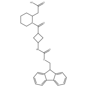 2-[(2R)-1-[(1rs,3rs)-3-({[(9H-fluoren-9-yl)methoxy]carbonyl}amino)cyclobutanecarbonyl]piperidin-2-yl]acetic acid结构式
