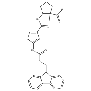 2-[2-({[(9H-fluoren-9-yl)methoxy]carbonyl}amino)-1,3-thiazole-4-amido]-1-methylcyclopentane-1-carboxylic acid结构式