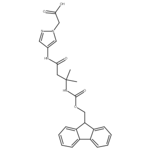 2-{4-[3-({[(9H-fluoren-9-yl)methoxy]carbonyl}amino)-3-methylbutanamido]-1H-pyrazol-1-yl}acetic acid结构式