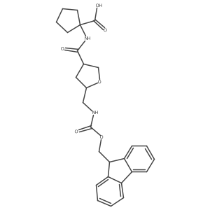rac-1-[(3R,5R)-5-[({[(9H-fluoren-9-yl)methoxy]carbonyl}amino)methyl]oxolane-3-amido]cyclopentane-1-carboxylic acid Structure