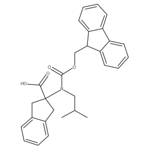 2-({[(9H-fluoren-9-yl)methoxy]carbonyl}(2-methylpropyl)amino)-2,3-dihydro-1H-indene-2-carboxylic acid结构式