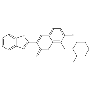 3-(1,3-benzothiazol-2-yl)-7-hydroxy-8-[(2-methylpiperidin-1-yl)methyl]-2H-chromen-2-one结构式