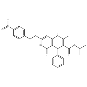Isopropyl 7-methyl-2-((4-nitrobenzyl)thio)-4-oxo-5-(pyridin-4-yl)-3,4,5,8-tetrahydropyrido[2,3-d]pyrimidine-6-carboxylate结构式
