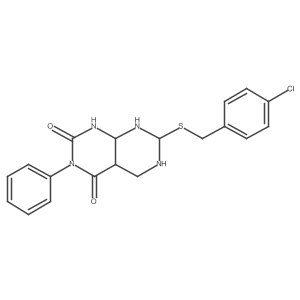 7-[(4-chlorophenyl)methylsulfanyl]-3-phenyl-4a,5,6,7,8,8a-hexahydro-1H-pyrimido[4,5-d]pyrimidine-2,4-dione Structure