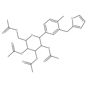 1-(2,3,4,6-tetra-O-acetyl-beta-D-glucopyranosyl)-4-methyl-3(2-thienylmethyl)benzene结构式