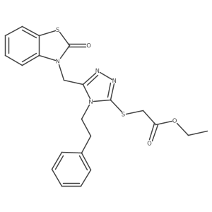 ethyl 2-((5-((2-oxobenzo[d]thiazol-3(2H)-yl)methyl)-4-phenethyl-4H-1,2,4-triazol-3-yl)thio)acetate结构式