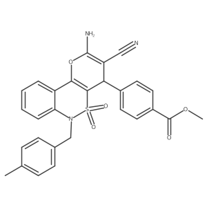 Methyl 4-[2-amino-3-cyano-6-(4-methylbenzyl)-5,5-dioxido-4,6-dihydropyrano[3,2-c][2,1]benzothiazin-4-yl]benzoate Structure